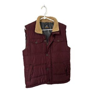 🧥 Pacific Trail Men’s Heavy-Weight Puffer Vest – Deep Garnet with Sherpa Collar